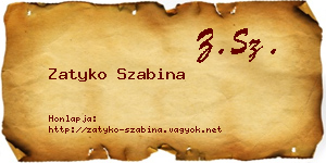 Zatyko Szabina névjegykártya